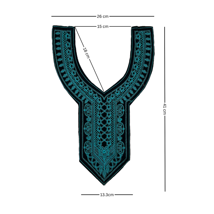 Navy blue embroidery neckline