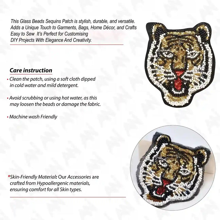 Big & Small size Tiger's Roar Beaded Sew Patch