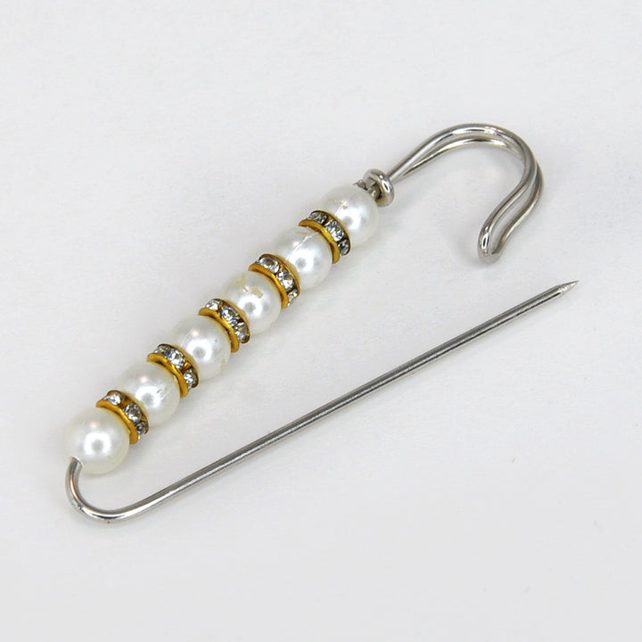 Set of Silver & Gold  Pearl Safety Pins