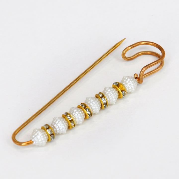 Set of Silver & Gold  Pearl Safety Pins