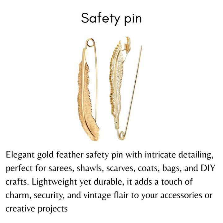 Feather Style Safety Pin Brooch