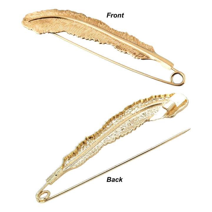 Feather Style Safety Pin Brooch