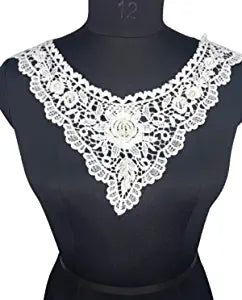 Embroidered White Lace Hanging Drops Dyeable Neckline