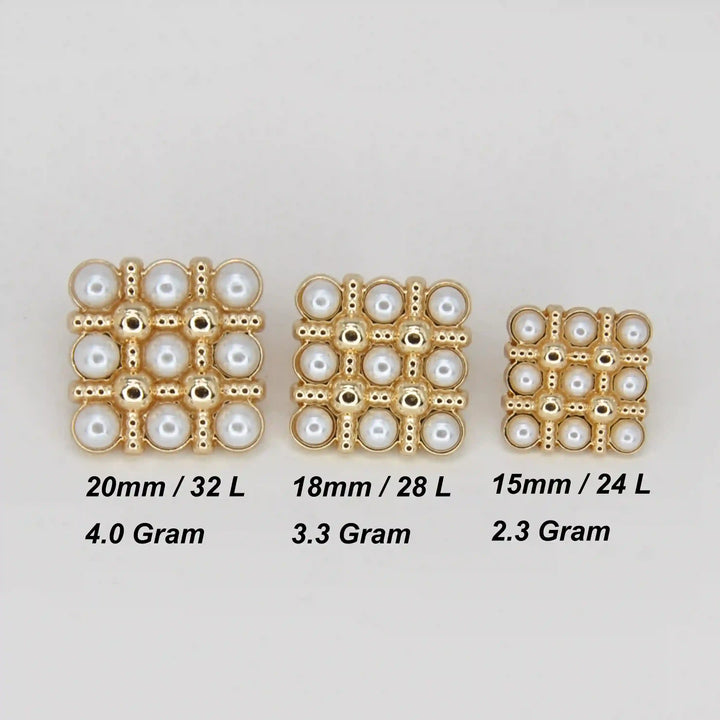 Pearl Square Medallion Button | 15mm(24L), 18mm(28L) & 20mm(32L)