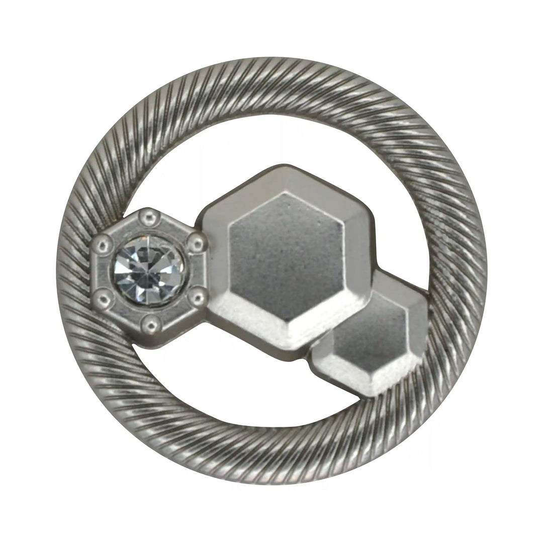 Hexagon Rope-Edge Jewel Metal Button | 18mm(28L), 20mm(32L) & 23mm(36L)