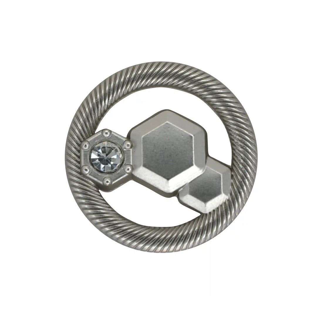Hexagon Rope-Edge Jewel Metal Button | 18mm(28L), 20mm(32L) & 23mm(36L)