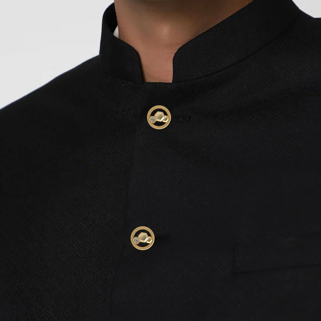 Hexagon Rope-Edge Jewel Metal Button | 18mm(28L), 20mm(32L) & 23mm(36L)