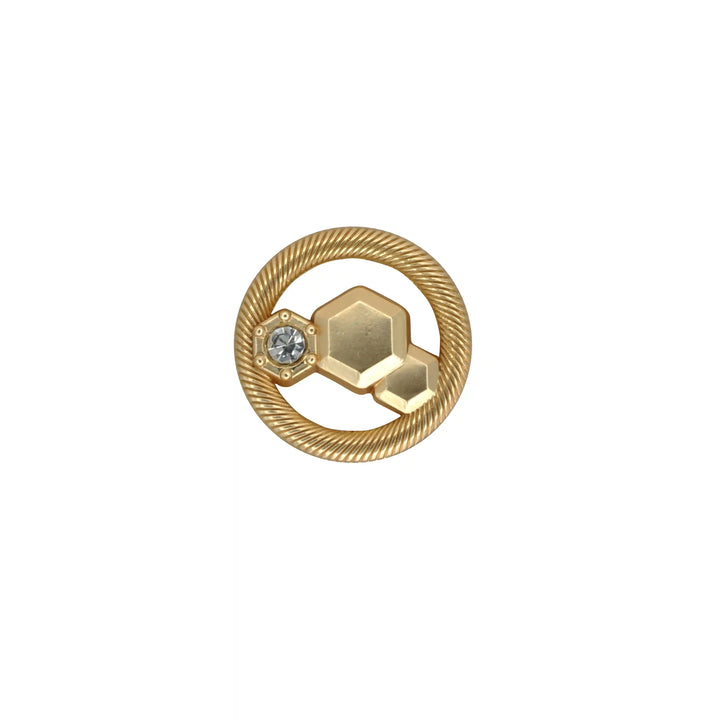 Hexagon Rope-Edge Jewel Metal Button | 18mm(28L), 20mm(32L) & 23mm(36L)