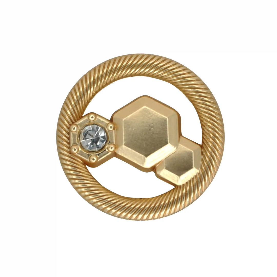 Hexagon Rope-Edge Jewel Metal Button | 18mm(28L), 20mm(32L) & 23mm(36L)