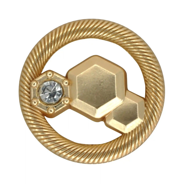 Hexagon Rope-Edge Jewel Metal Button | 18mm(28L), 20mm(32L) & 23mm(36L)