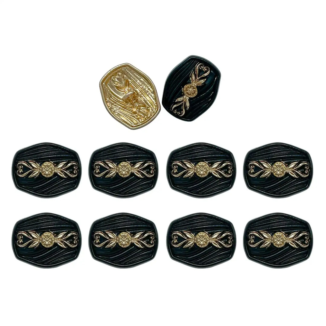 Oval Designer Metal Button with Floral Motif | 18mm(28L) & 23mm(36L)