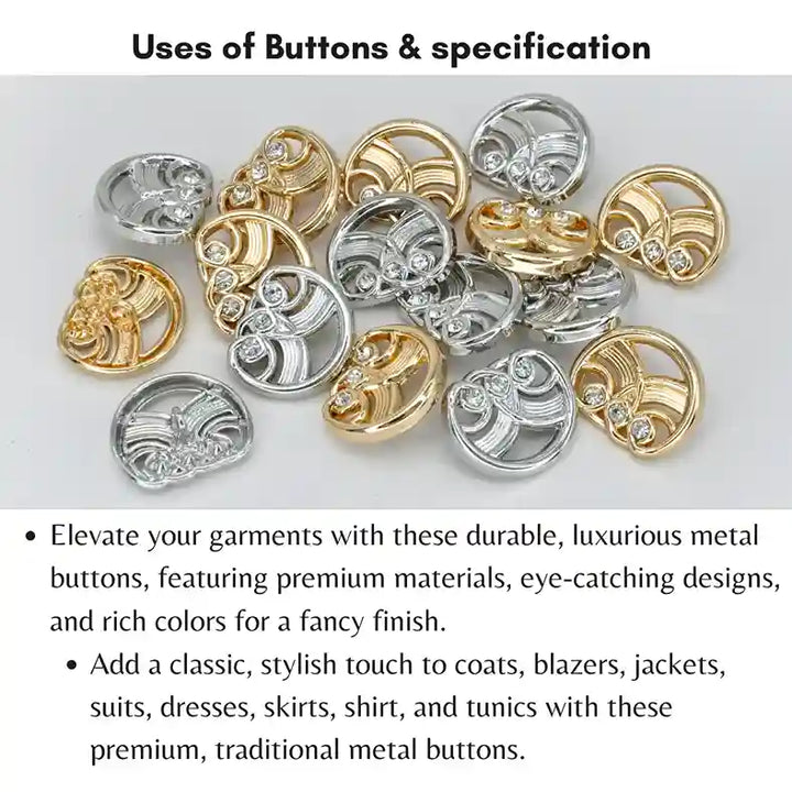 Molten Rhinestone Metal Button | 18mm(28L) & 23mm(36L)