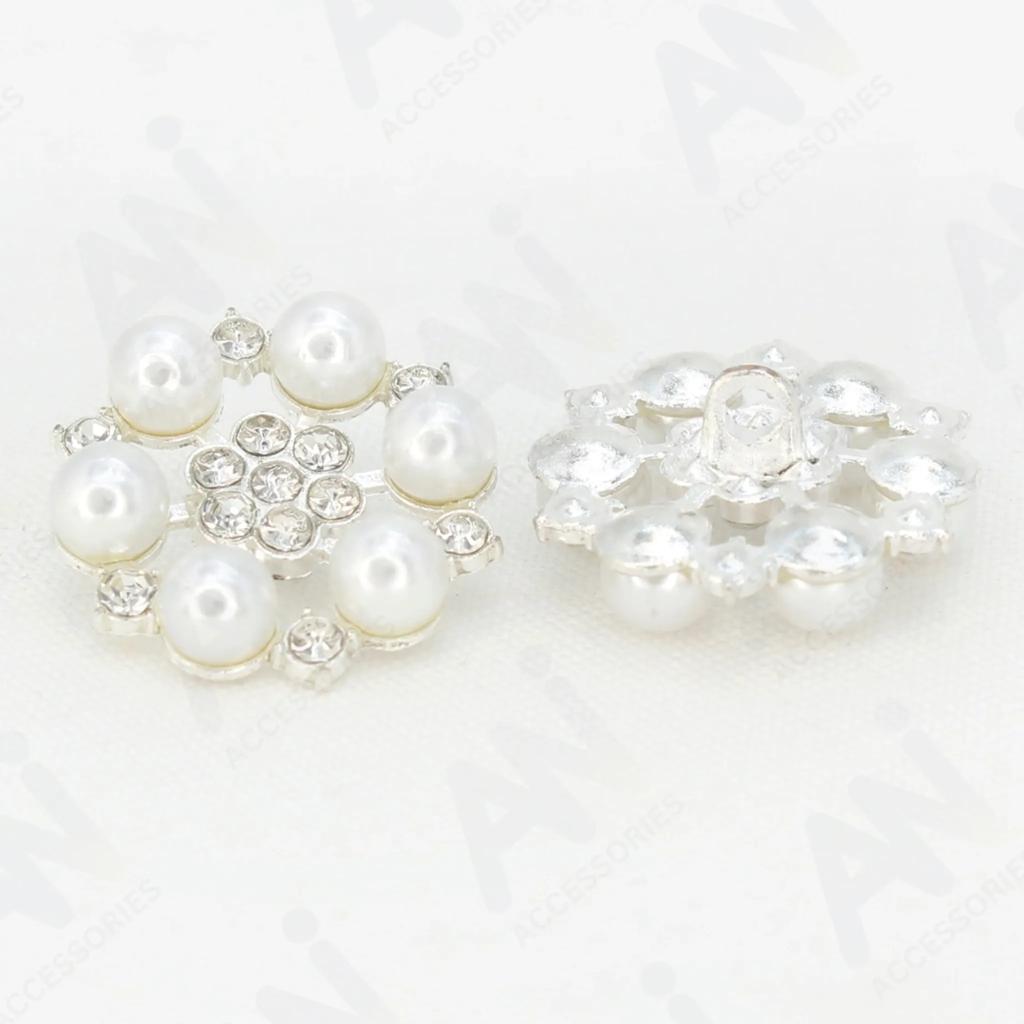 Pearl Floral Style Silver Buttons | 25mm(40L)