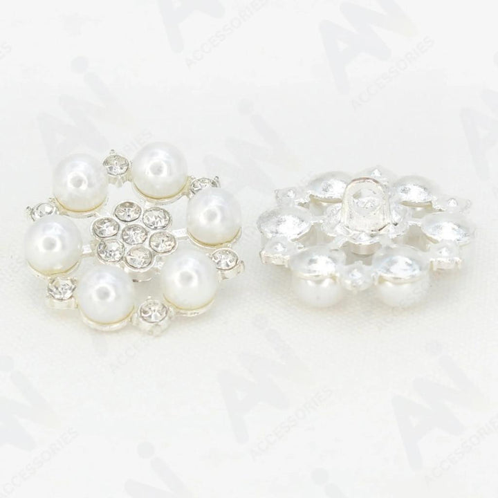 Pearl Floral Style Silver Buttons | 25mm(40L)