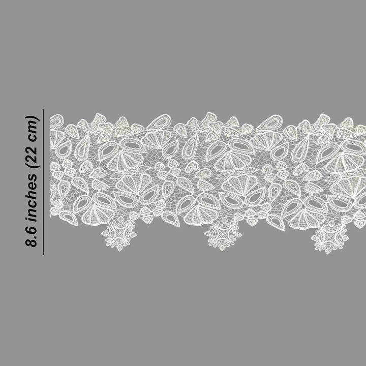 Italian Teardrop Petal Eyelash Lace Trim | Width 22cm (8.6 Inches) 220mm | 2 Meters