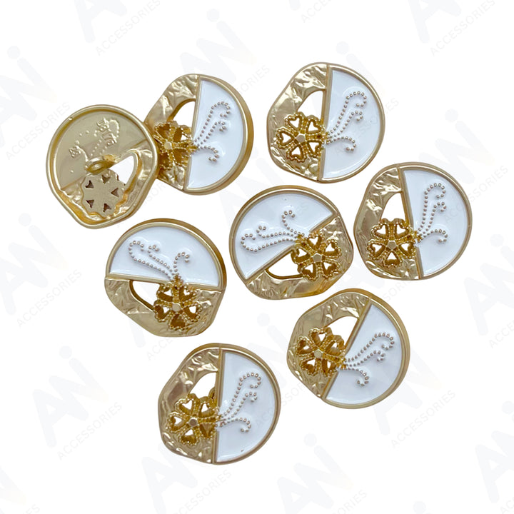 Ornate Metal Button with Pearl Embellishments