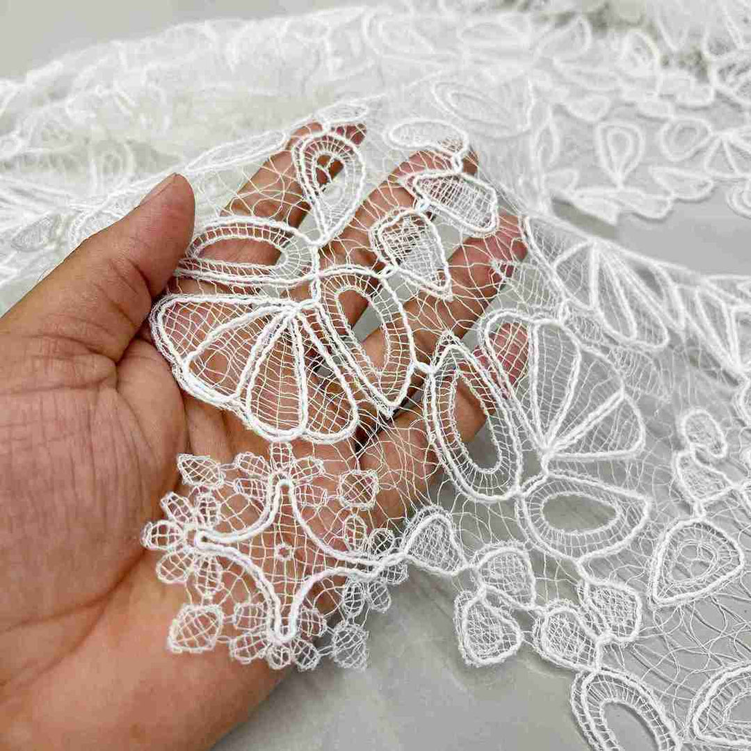 Italian Teardrop Petal Eyelash Lace Trim | Width 22cm (8.6 Inches) 220mm | 2 Meters