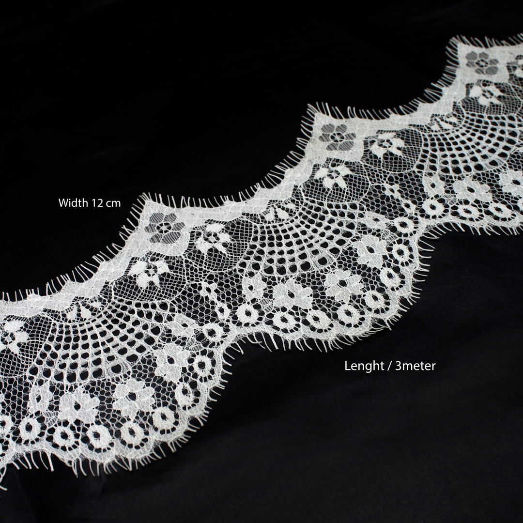Chantilly Lace -  Eyelash Floral Scalloped Edge Trim