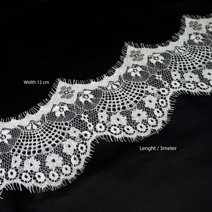 Chantilly Lace -  Eyelash Floral Scalloped Edge Trim