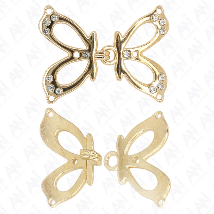 Shiny gold butterfly Frog closure metal button