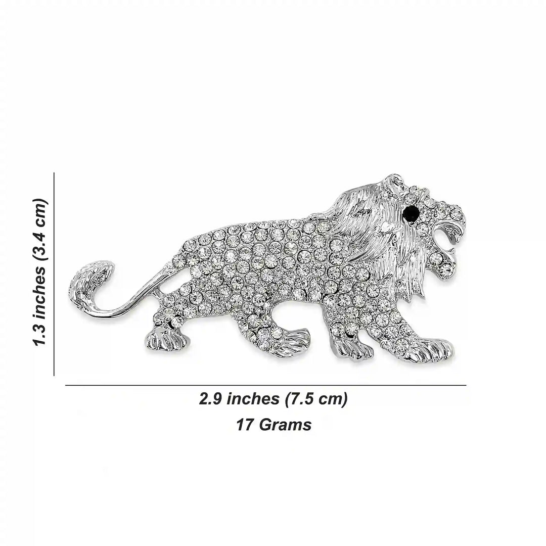 Rhinestone Lion Brooch