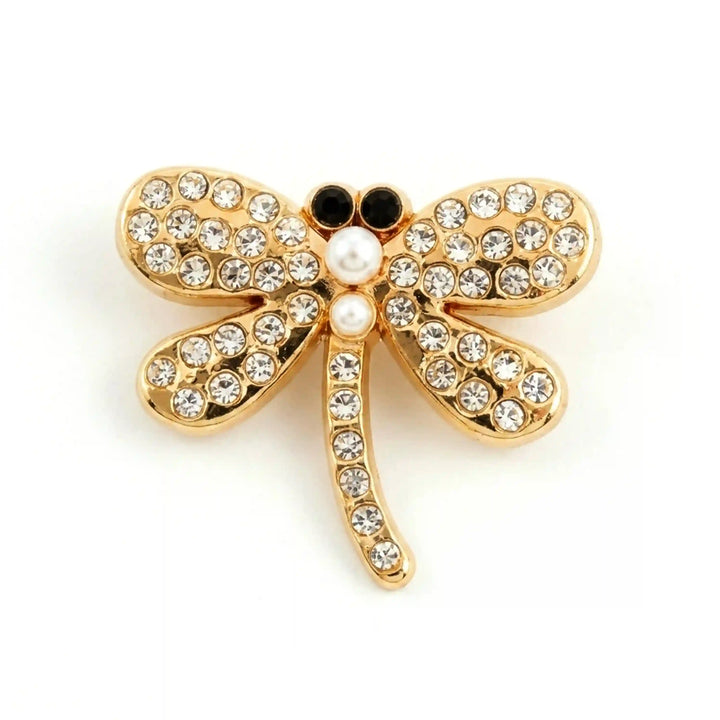 Dragonfly Rhinestone Peral Brooch