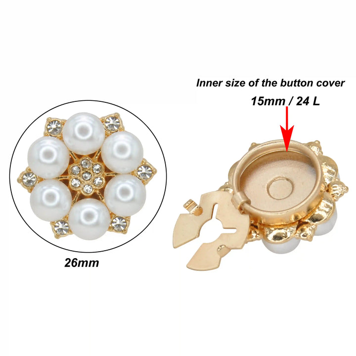 Rhinestone Pearl Cluster Button Covers