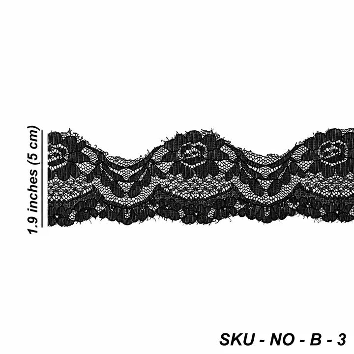 Black Floral Ribbon Lace | 5 Meters | SKU-B3