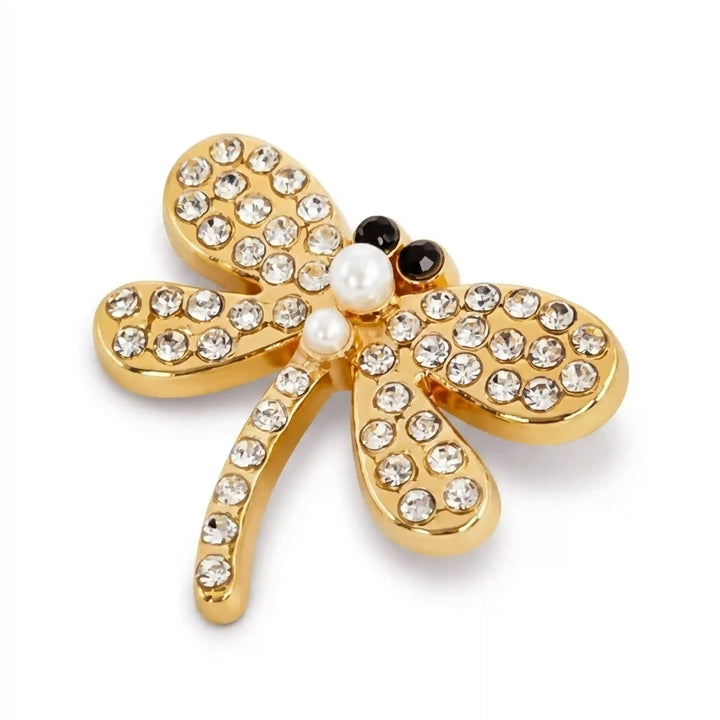 Dragonfly Rhinestone Peral Brooch
