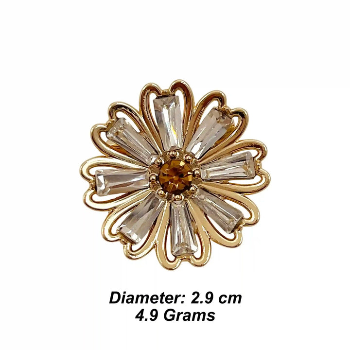 Rhinestone Floral Brooch Pin