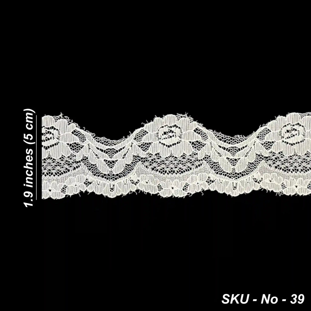 White Floral Trim Lace | SKU-39