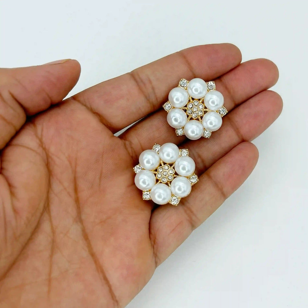 Rhinestone Pearl Cluster Button Covers