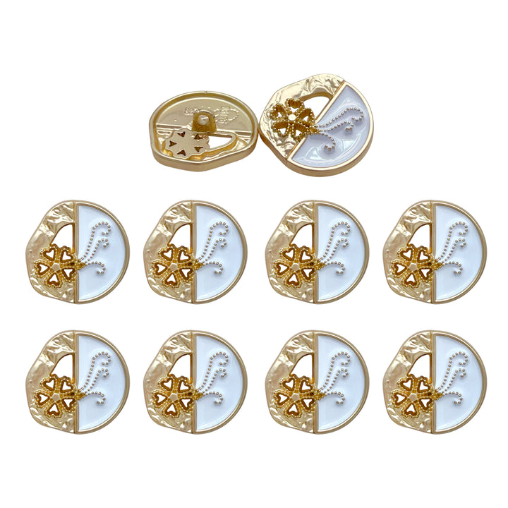 Ornate Metal Button with Pearl Embellishments