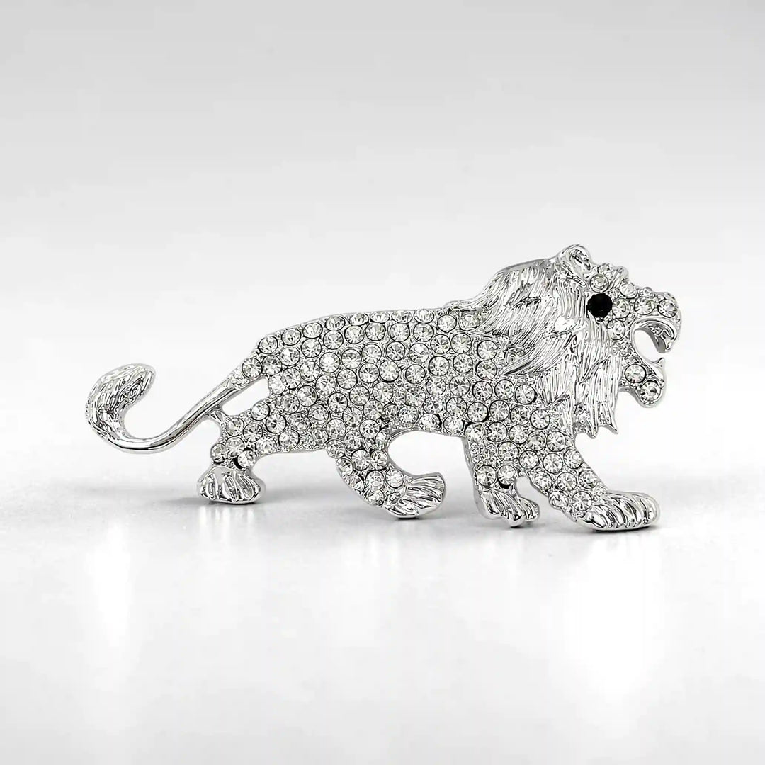 Rhinestone Lion Brooch