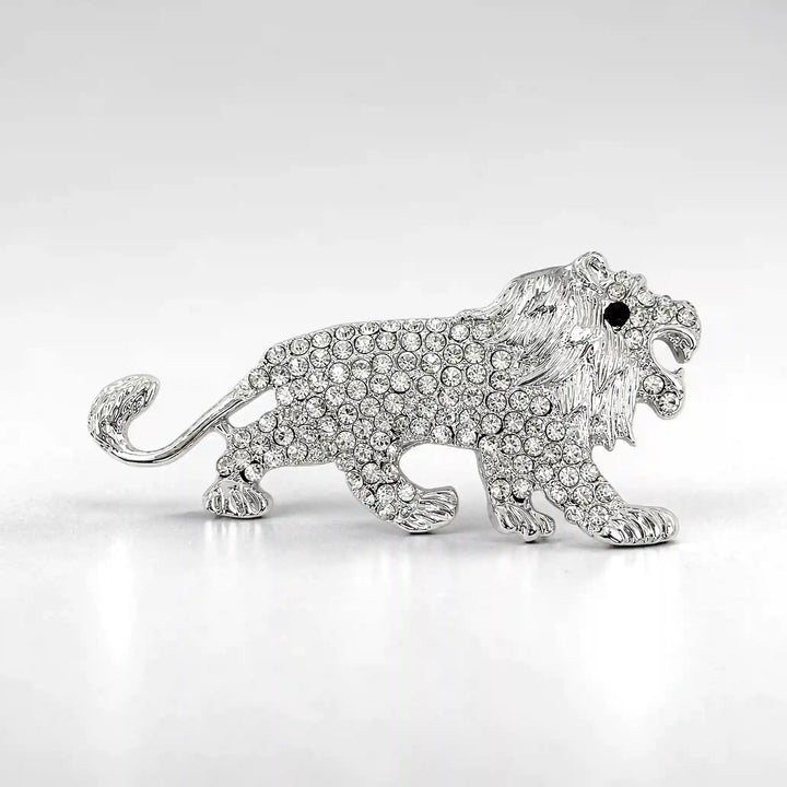 Rhinestone Lion Brooch