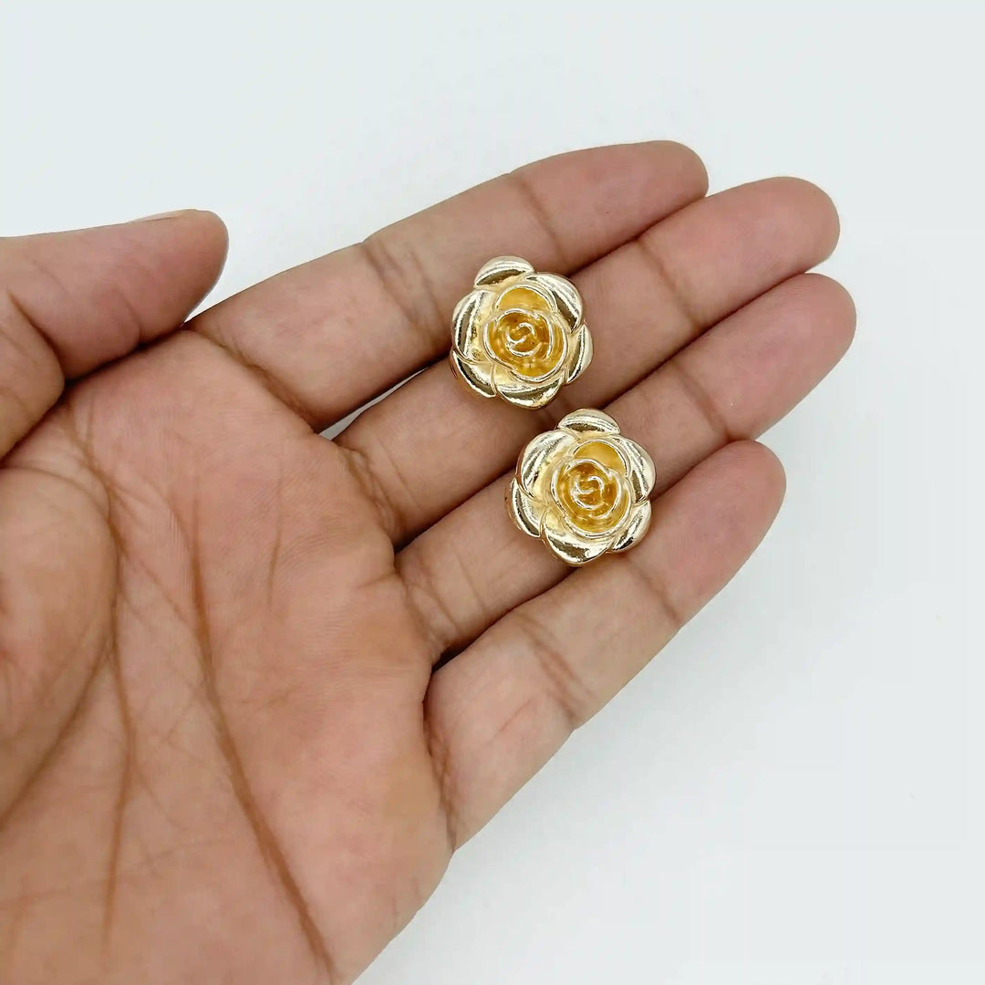Gold Tone Camellia Rose Button Cover