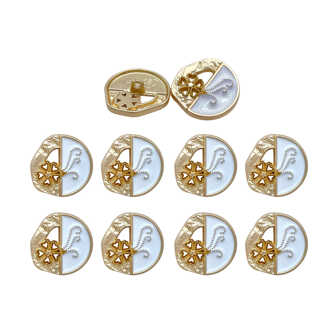 Ornate Metal Button with Pearl Embellishments