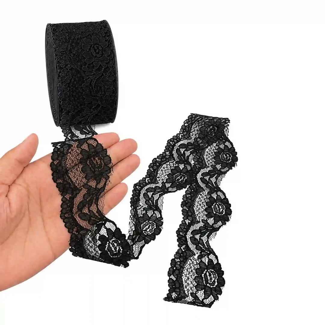Black Floral Ribbon Lace | 5 Meters | SKU-B3