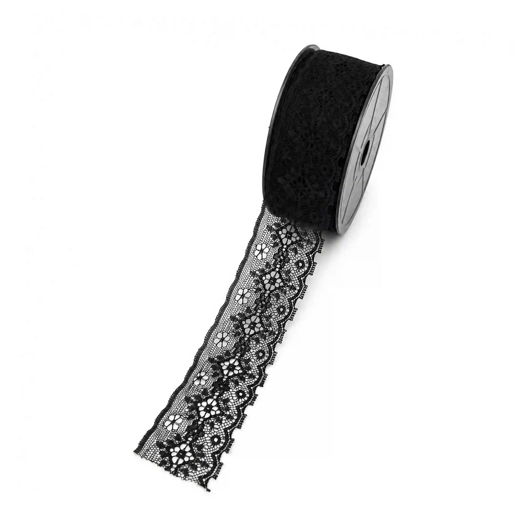 Black Floral Ribbon Lace | 5 Meters | SKU-B-28