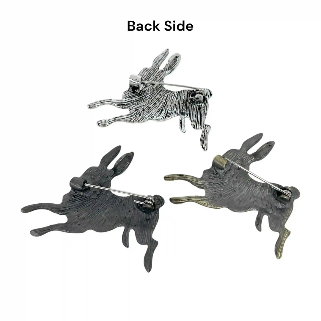 Leaping Rabbit Metal Brooch