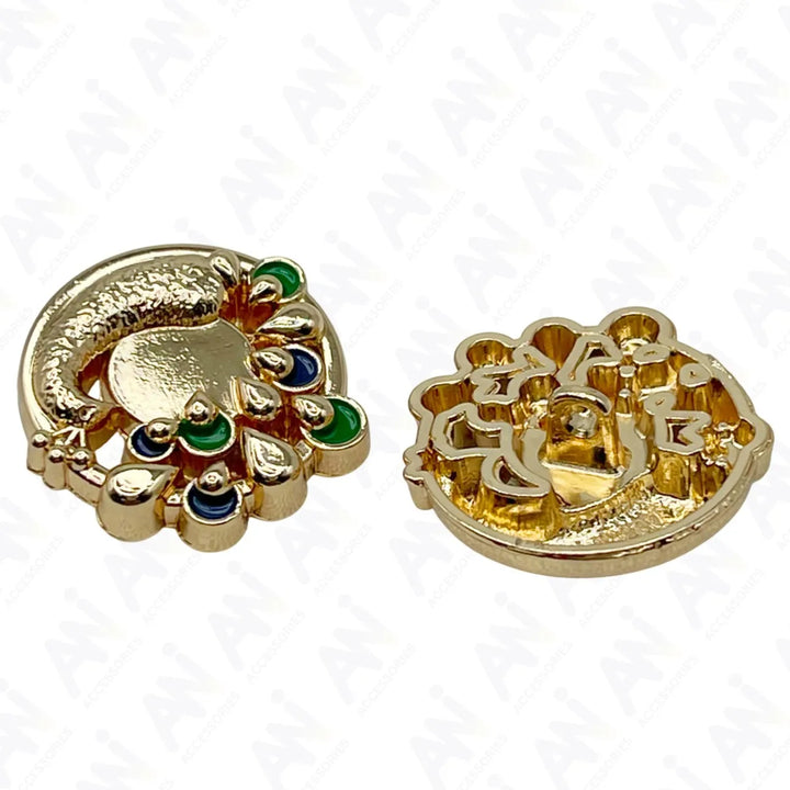Decorative Peacock Metal Buttons | 18mm(28L), 25mm(40L)