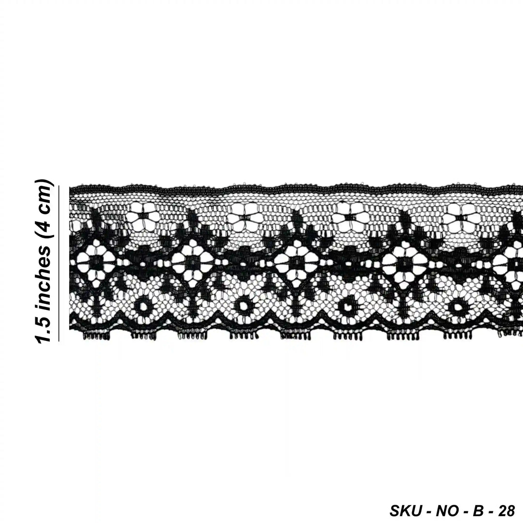 Black Floral Ribbon Lace | 5 Meters | SKU-B-28