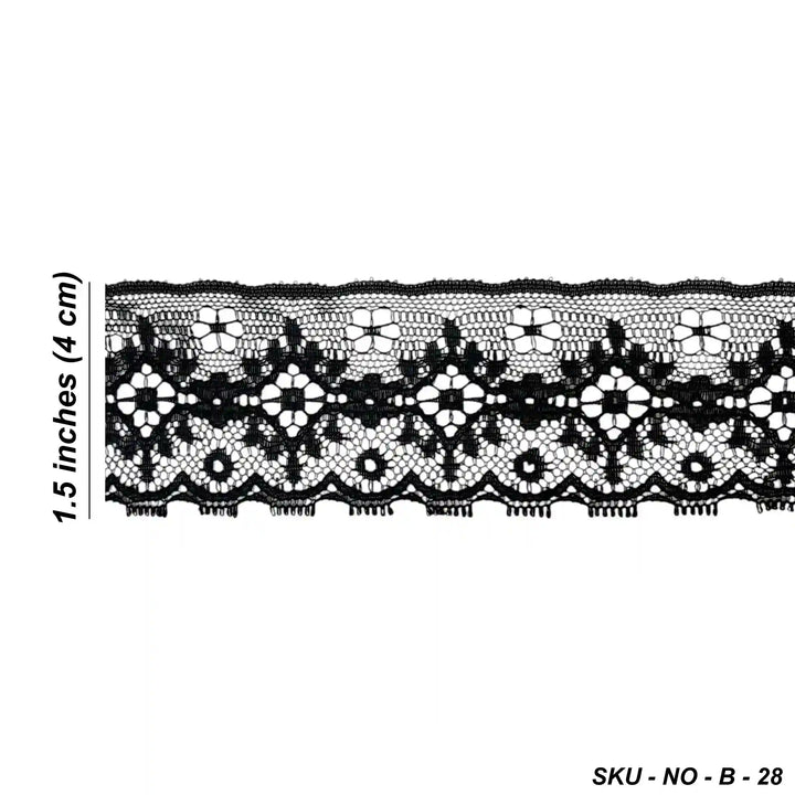 Black Floral Ribbon Lace | 5 Meters | SKU-B-28