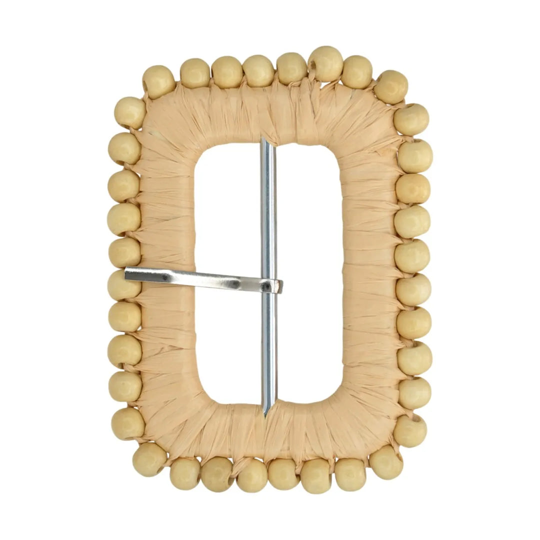 Rectangular Handwoven Straw Raffia Buckle | 2 inches & 3.3 inches