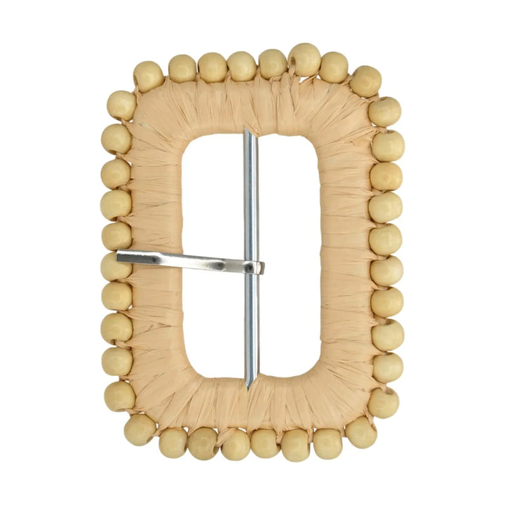 Rectangular Handwoven Straw Raffia Buckle | 2 inches & 3.3 inches