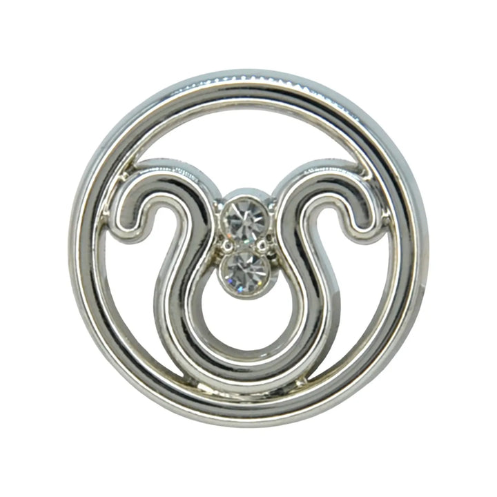 Dual Curve Crystal Round Metal Button | 15mm(24L) & 20mm(32L)