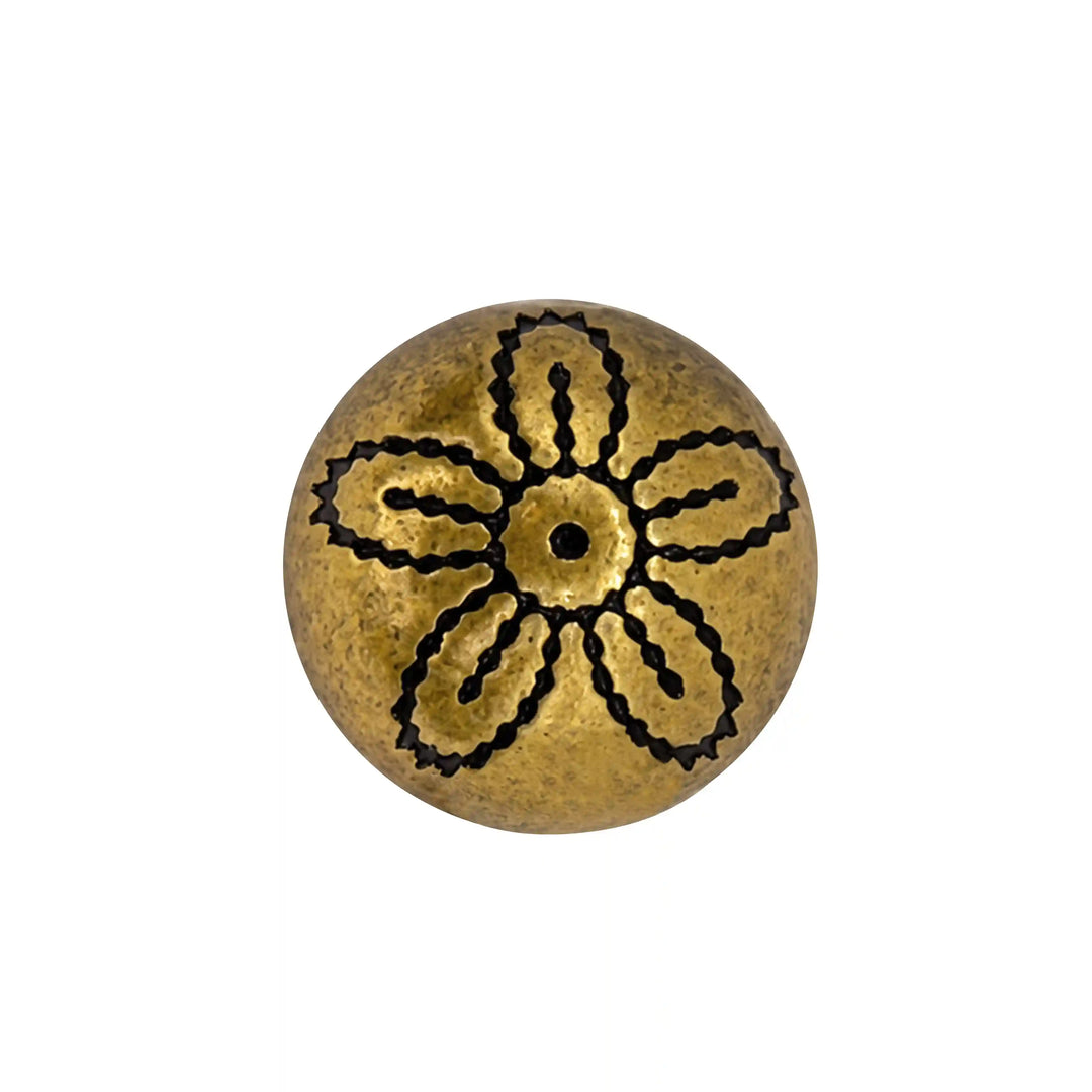 Antique Gold Daisy Line-Art Kurta Button, 10 mm (Pack of 8)