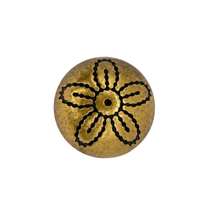 Antique Gold Daisy Line-Art Kurta Button, 10 mm (Pack of 8)