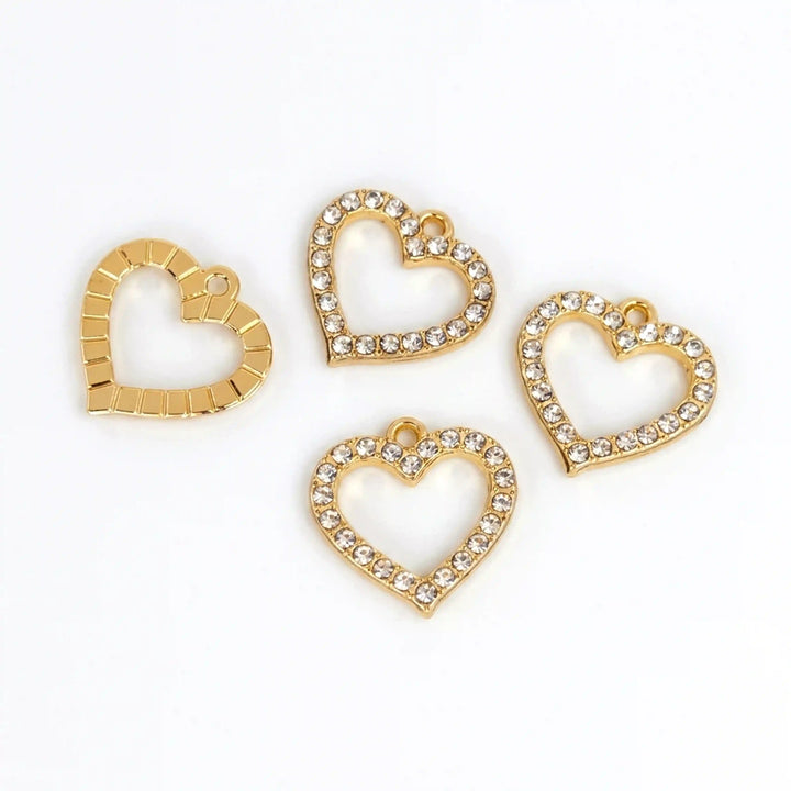 Rhinestone Open Heart Pendant