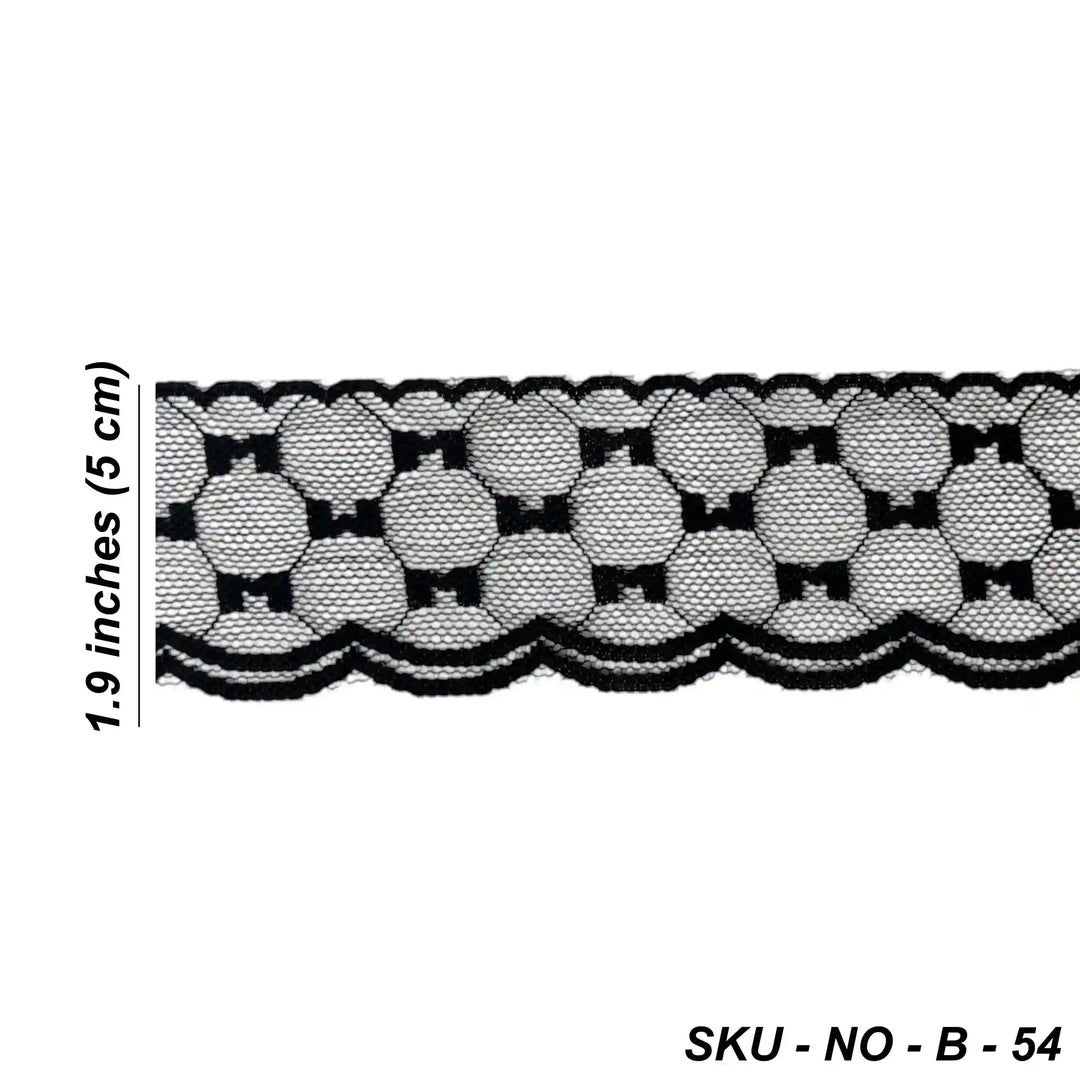 Black Geometric Scalloped Lace | 5 Meters | SKU-B54